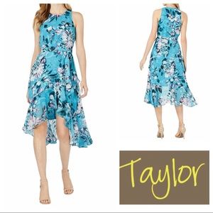 Taylor Faux Wrap Ruffled High Low Sleeveless Sun Party Resort Vacation Dress